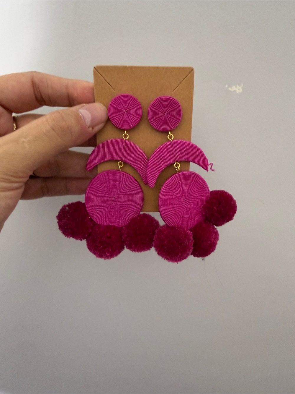 Tuckernuck Fuchsia Statement Pom Pom Drop Earrings